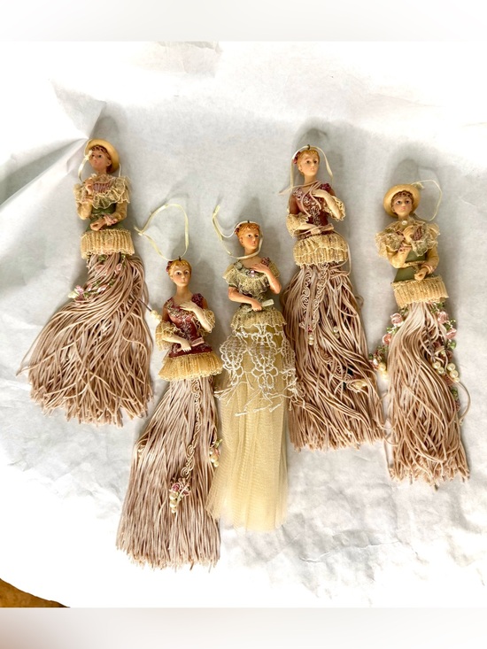 Unknown Other - Porcelain Victorian Lady Christmas Ornaments ( Set Of 5)